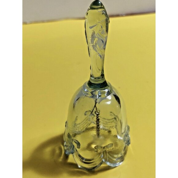 Vintage Fenton Lilac Tinted Glass Drapery Bell w/ Label 4.25" x 2.3" x 2" - Picture 6 of 9